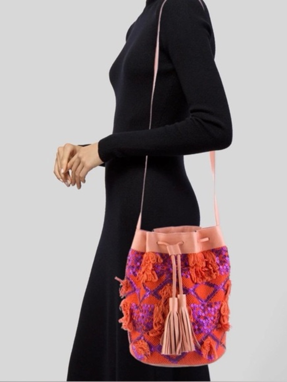 Antik Batik Moro Bucket Bag Sequin Tassels